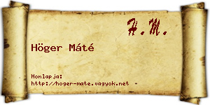 Höger Máté névjegykártya